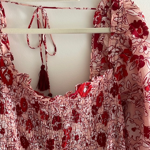 Anthropologie Red Floral Midi Dress - Picture 2 of 10